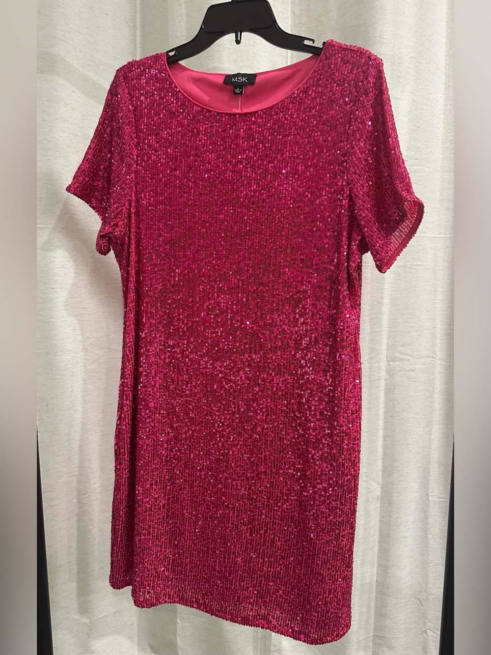 NWT fuchsia/hot pink sequin short-sleeve mini dress